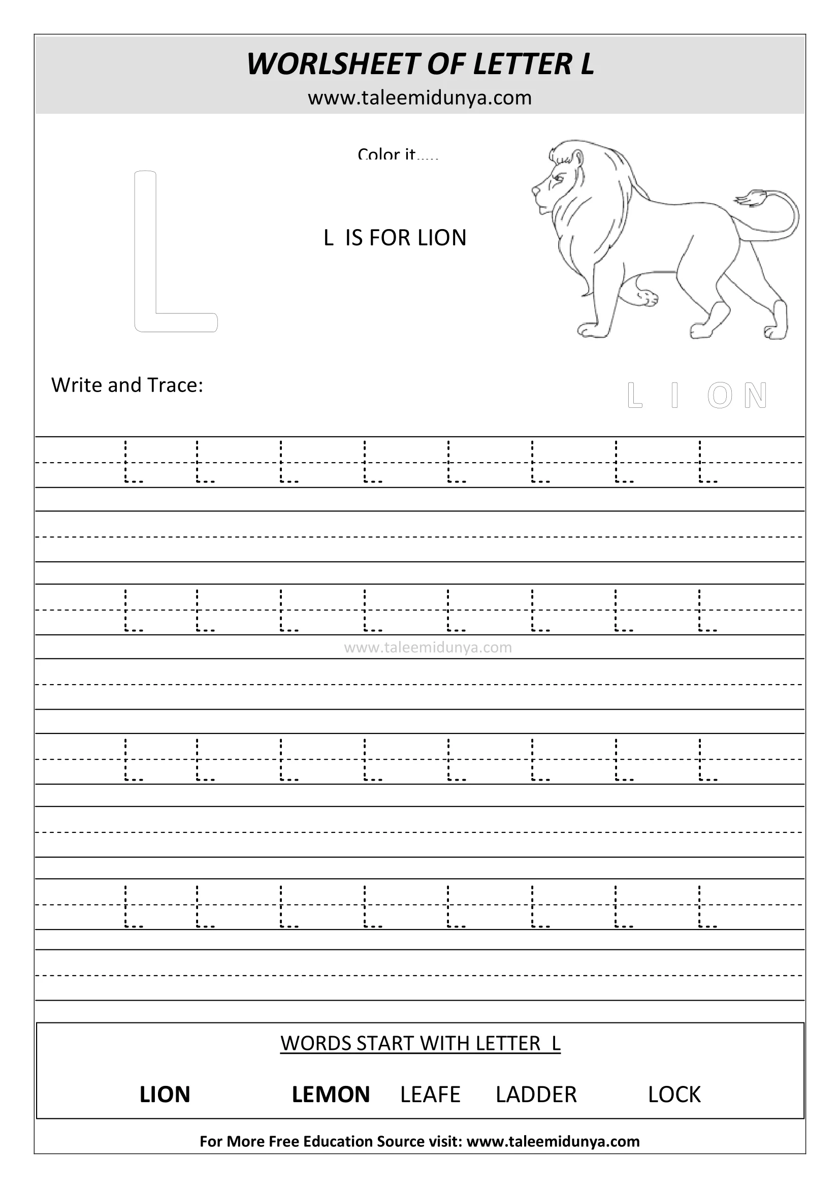 worksheet L